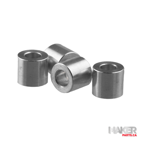 Round aluminium spacer Ø10x12mm for M10 screw